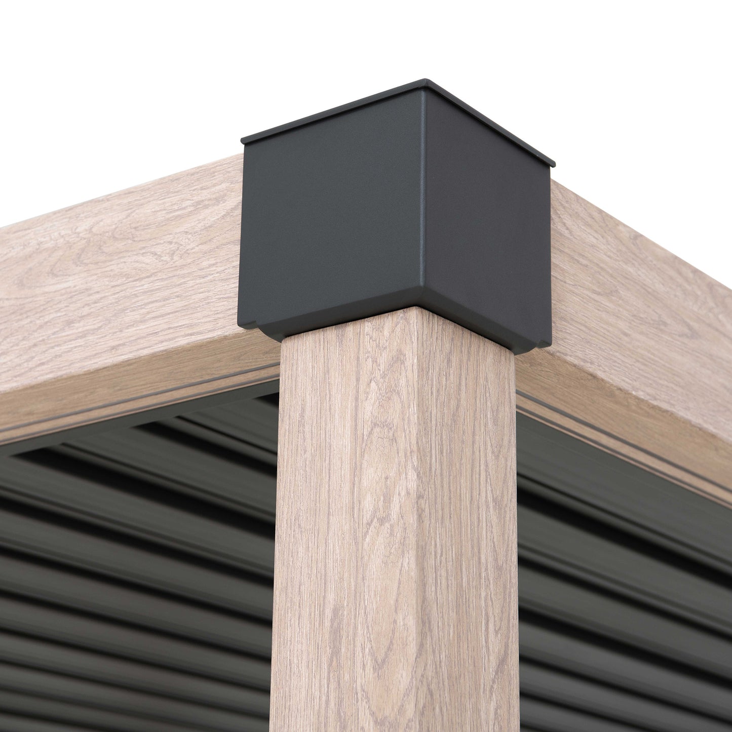 MATTERHORN 306cm x 306cm Beige Steel Multi Pergola with LED Lights - corner