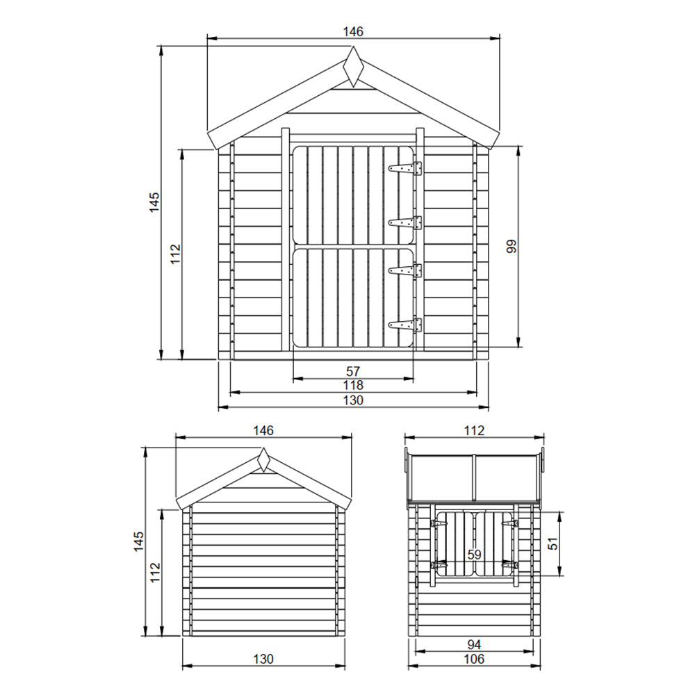 Wooden Playhouse for Kids M516 - 130 x 106 cm