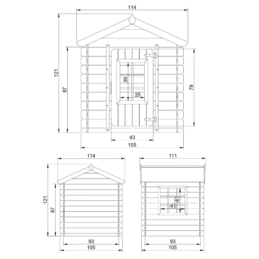 Wooden Playhouse for Kids M570 - 105 x 105 cm