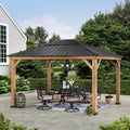 BRURI 395cm x 337cm Cedar Framed Gazebo - full view day