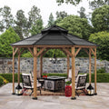 EGGI 395cm x 395cm Cedar Framed Octagon Gazebo with Anthracite Steel 2-tier Hardtop -full view day