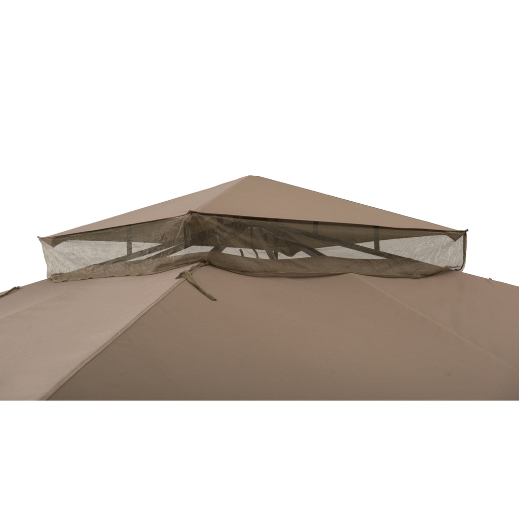 ANETO 305cm x 366cm Steel Canopy Gazebo with 2-tier Khaki Soft Top -rooftop