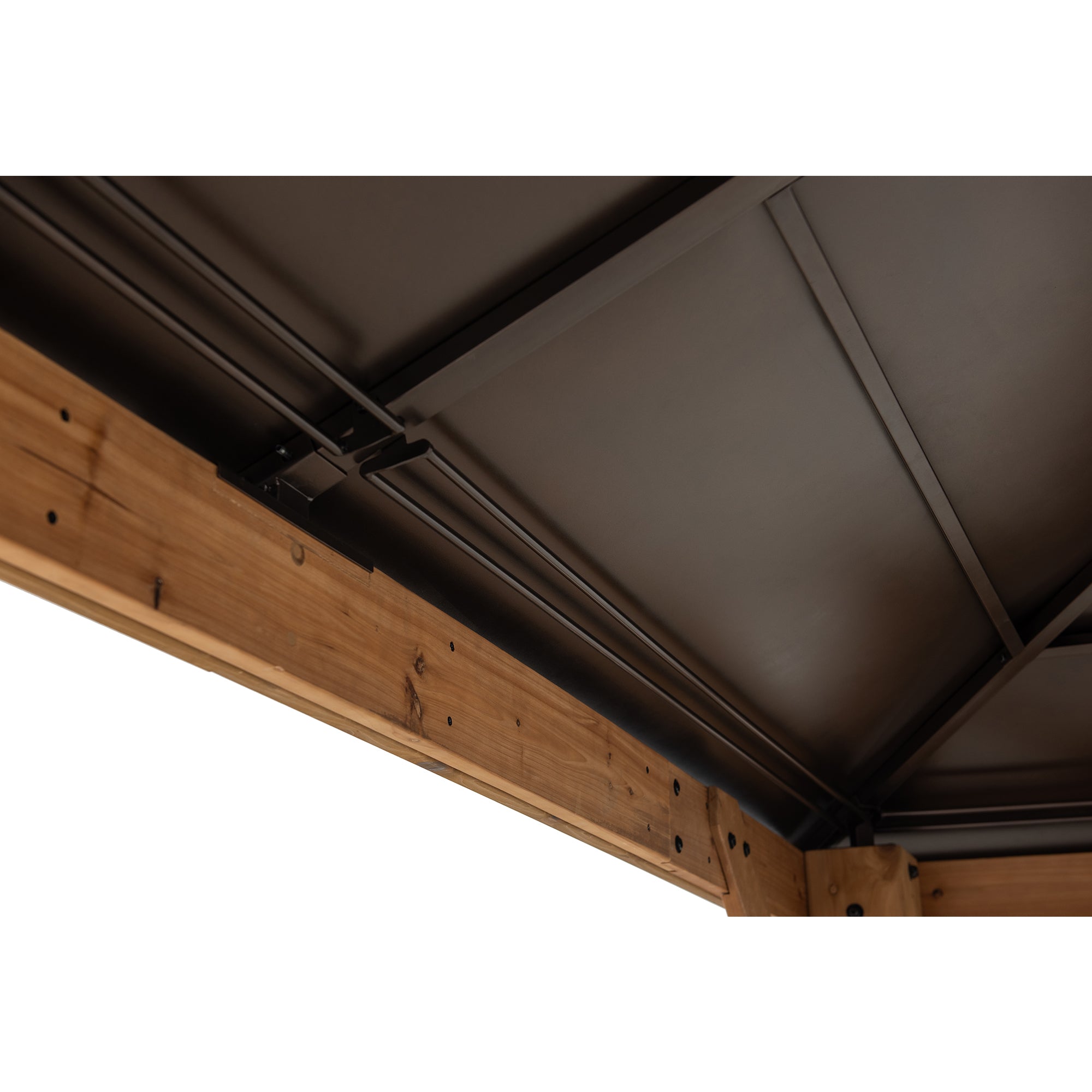 PAPS 335cm x 335cm Cedar Framed Gazebo with Brown Steel 2-tier Hip Roof