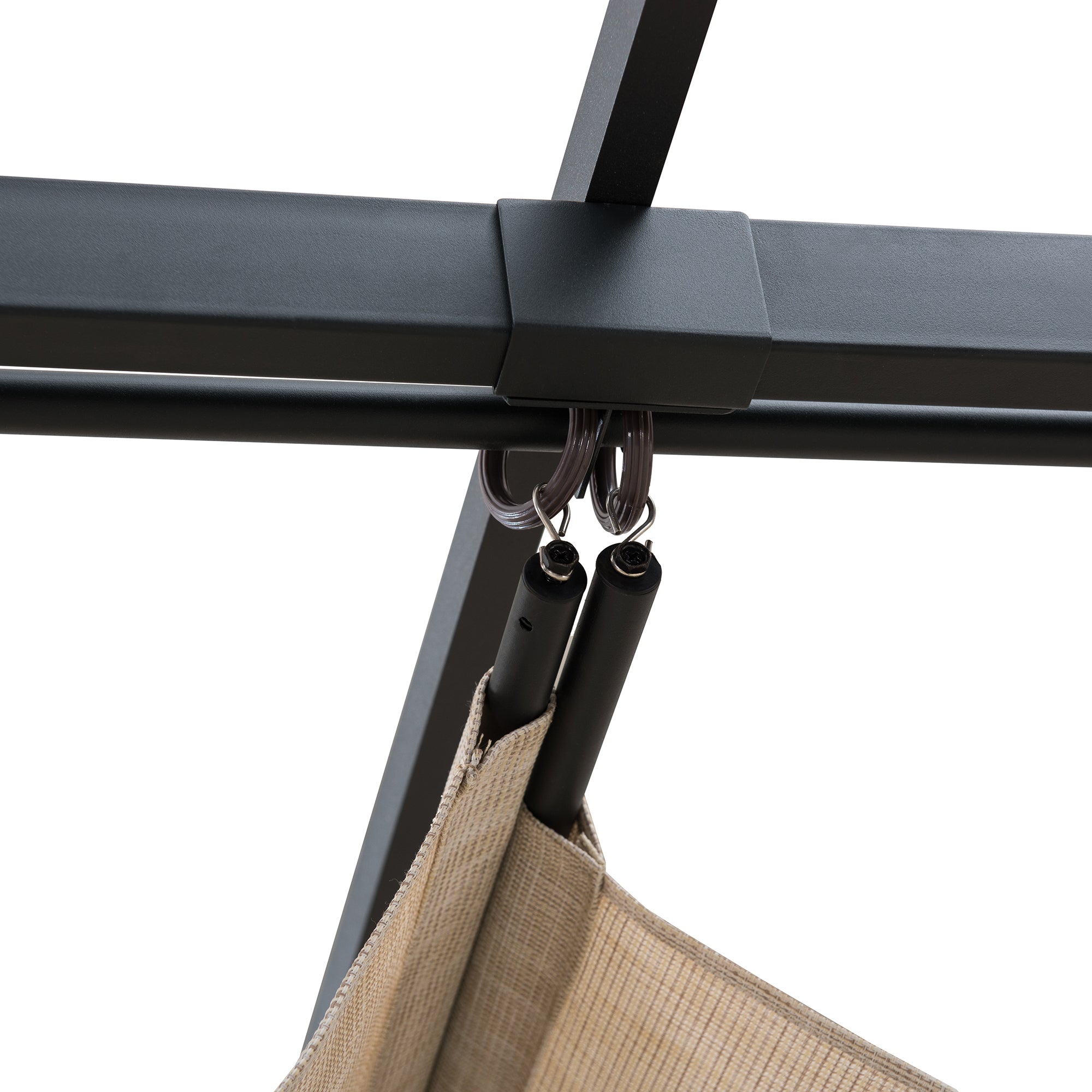 GIONA 277cm x 363cm Steel Adjustable Canopy Pergola with Beige Fabric Soft Top - climbing or rambling rose for pergola