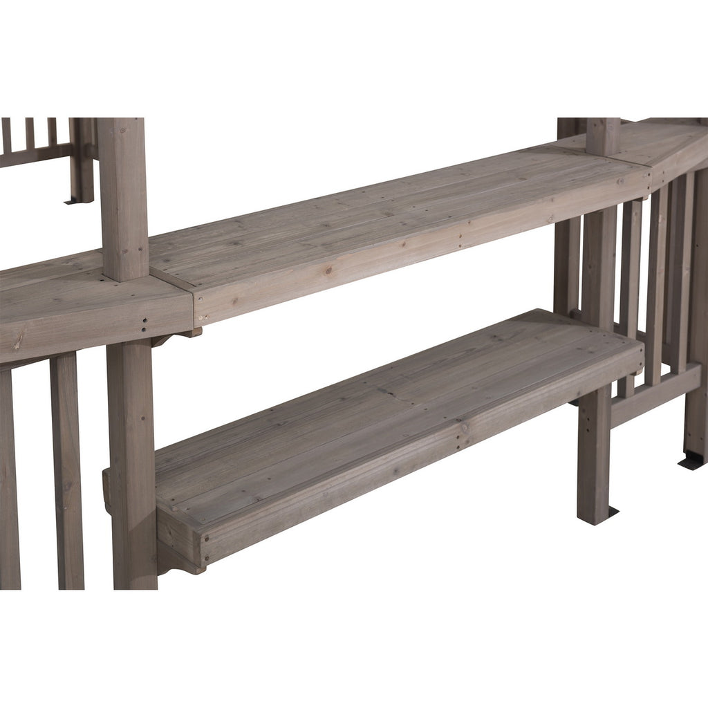 DAJTI 305cm x 427cm Cedar Wood Arched Pergola with Gray Fabric Soft Top - pergola de lemn