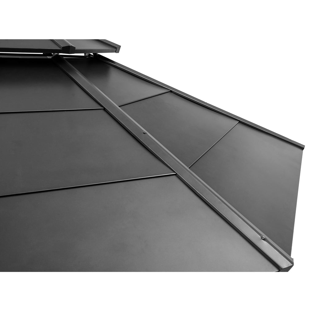 EGGI 395cm x 395cm Cedar Framed Octagon Gazebo with Anthracite Steel 2-tier Hardtop - roof