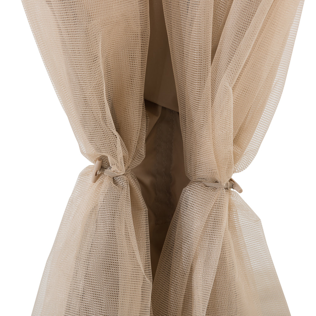 TORRE 385cm x 324cm Black 2-Tier Aluminium Hardtop Gazebo - curtains