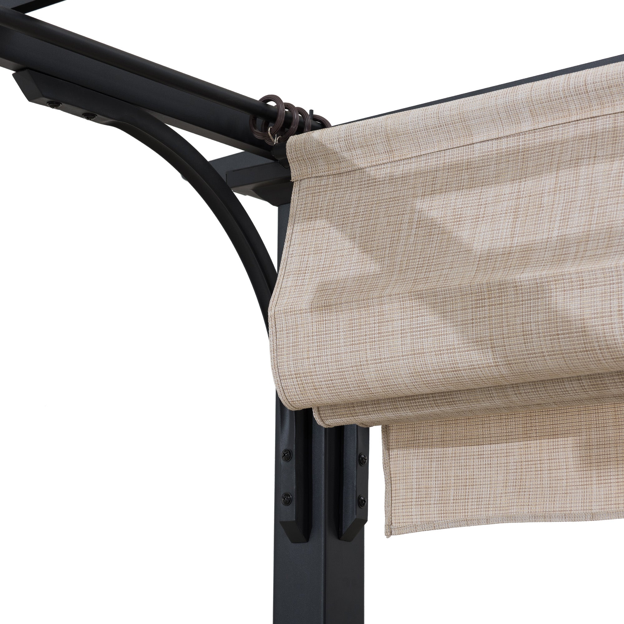 GIONA 277cm x 363cm Steel Adjustable Canopy Pergola with Beige Fabric Soft Top - pergola constanta