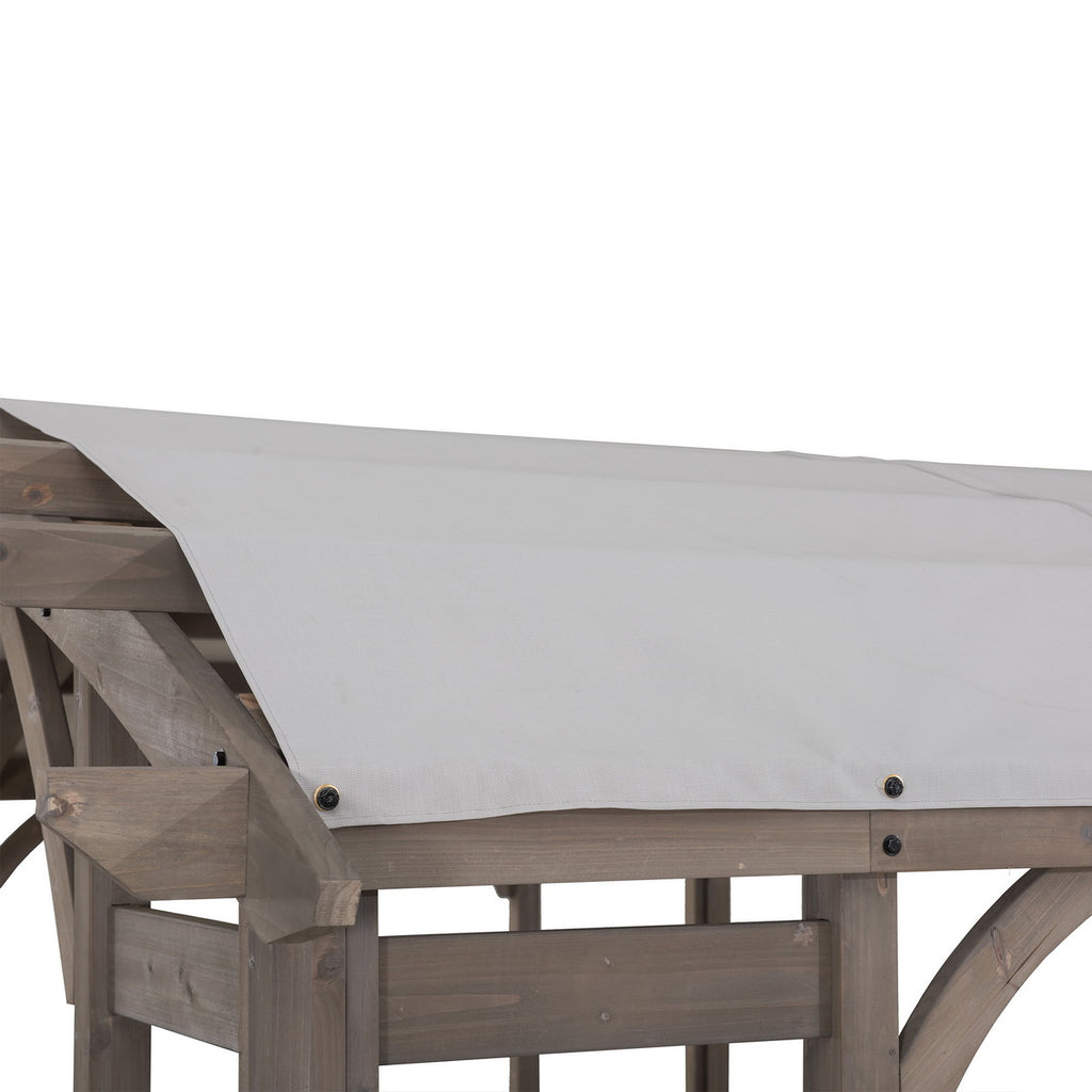 DAJTI 305cm x 427cm Cedar Wood Arched Pergola with Gray Fabric Soft Top - pergola arch