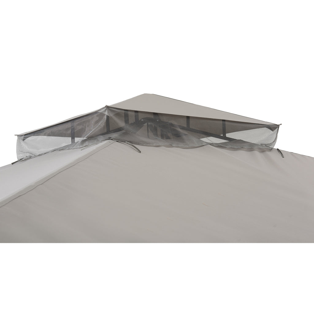STOJ 396cm x 330cm Gray Steel Gazebo with 2-tier Hip Roof - rooftop
