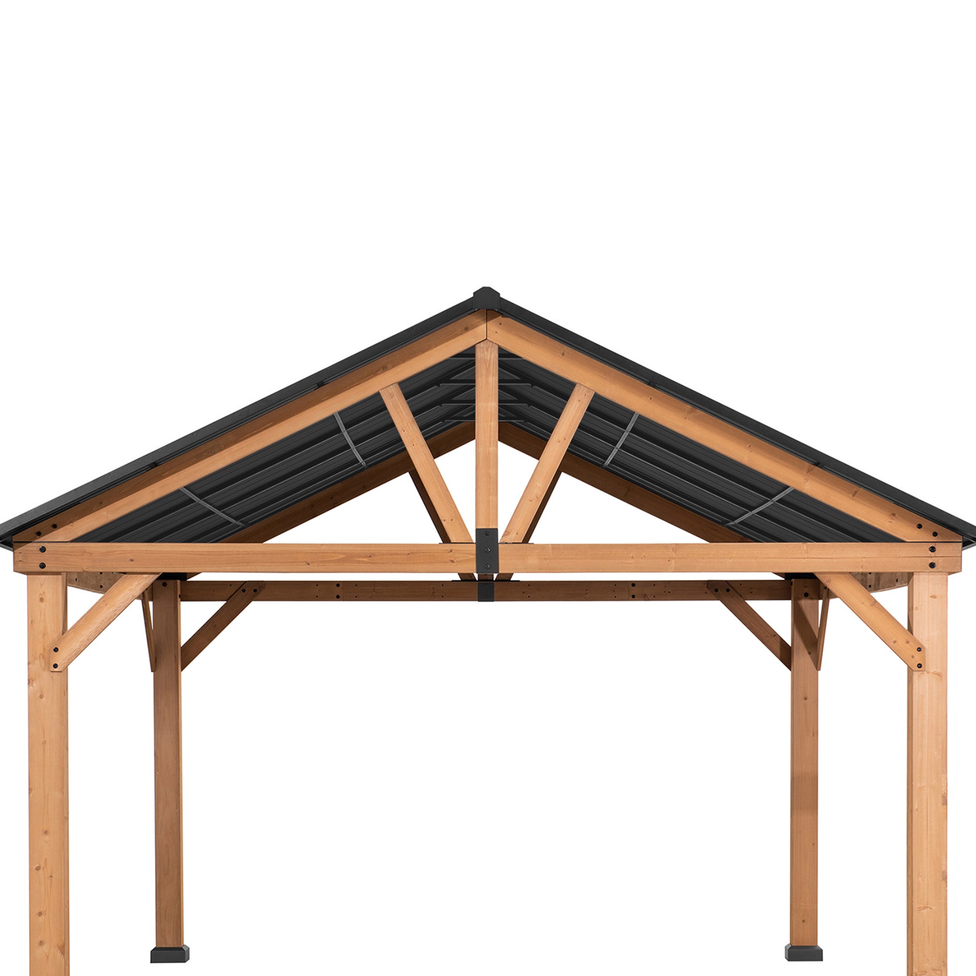 TÖDI 336cm x 400cm Cedar Framed Gazebo with Anthracite Steel Gable Hardtop - front