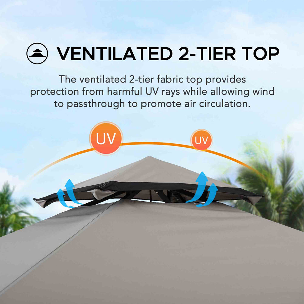 LINAS 152cm x 244cm Black Steel 2-tier Grill Gazebo