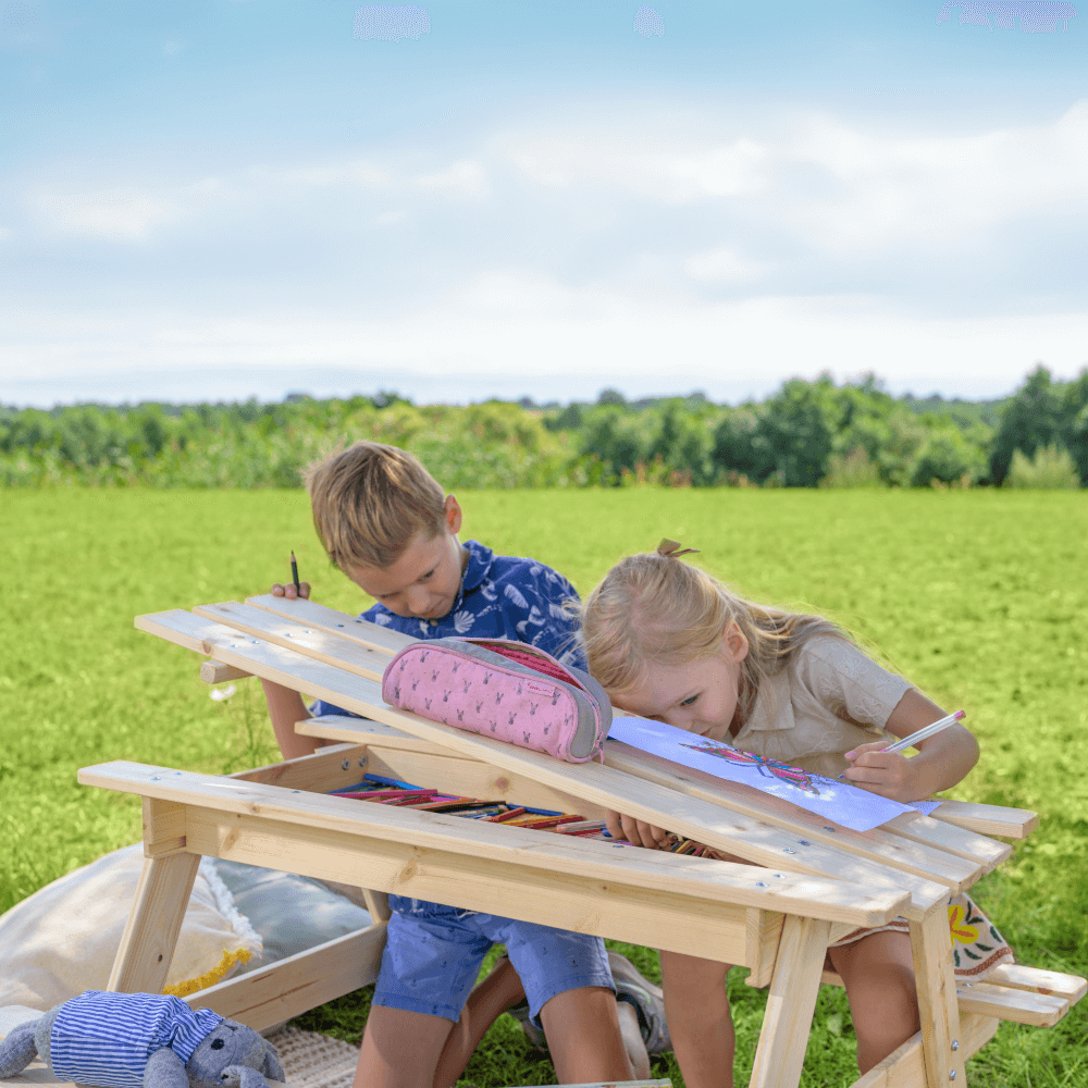 Wooden Table for Kids with Storage M010-1 - 90 x 90 cm