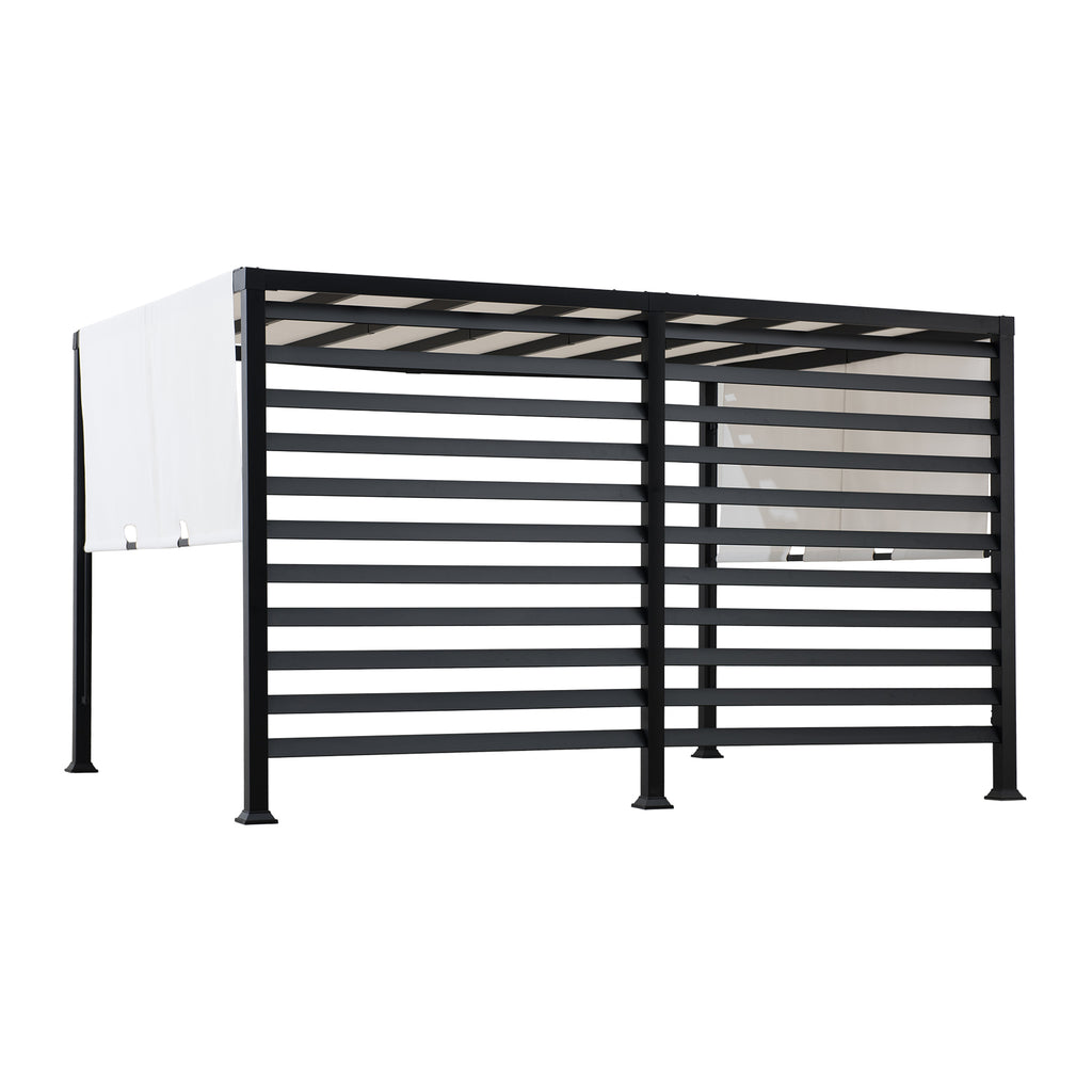 OETA 304cm x 372cm Steel Adjustable Canopy Pergola with White Fabric Soft Top - pergola dedeman