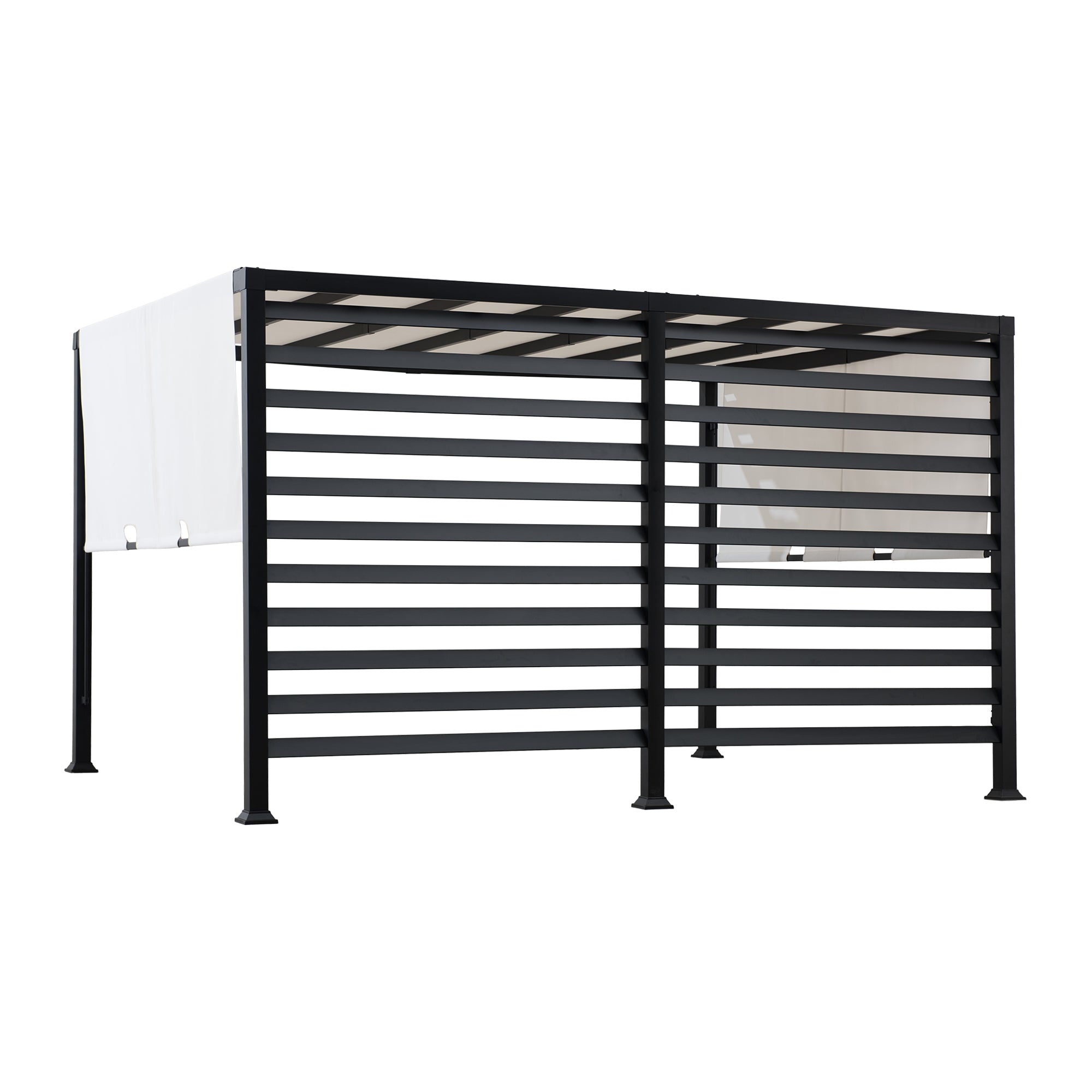 OETA 304cm x 372cm Steel Adjustable Canopy Pergola with White Fabric Soft Top - pergola dedeman