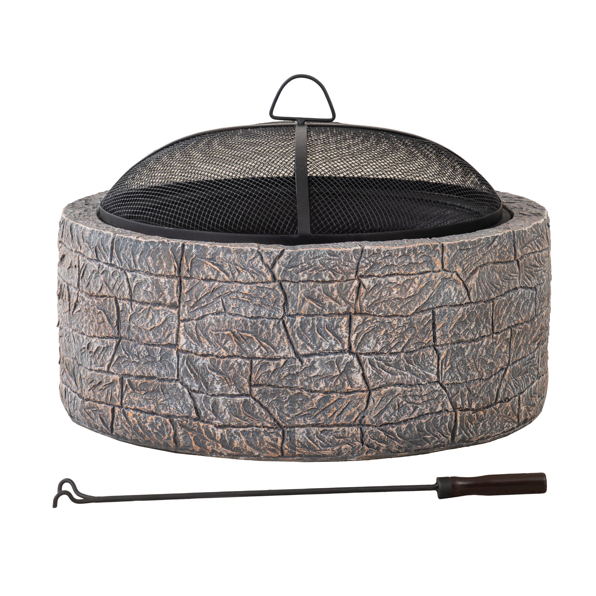 KATLA XL Steel Gray Fire Bowl - full view