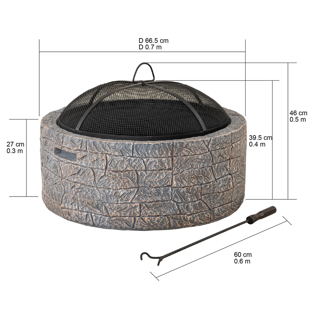 KATLA XL Steel Gray Fire Bowl - dimensions