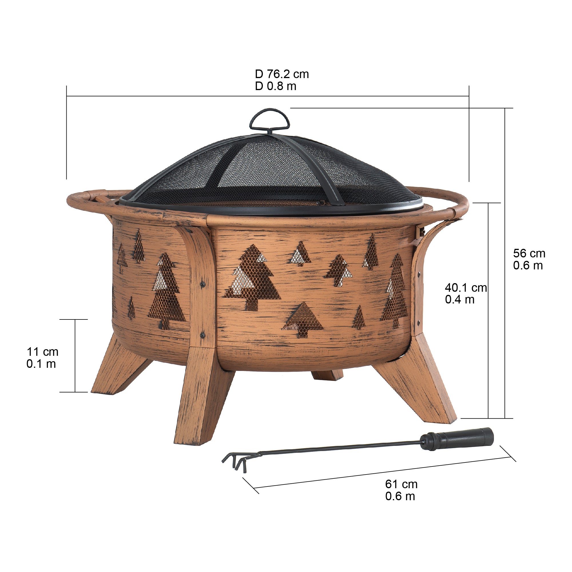 ASKJA XL Steel Brown Fire Bowl - dimensions