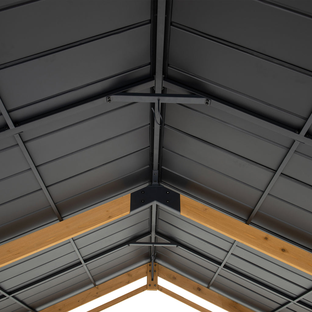 KORAB 335cm x 400cm Cedar Wood Carport with Anthracite Steel Roof - pergola x auto