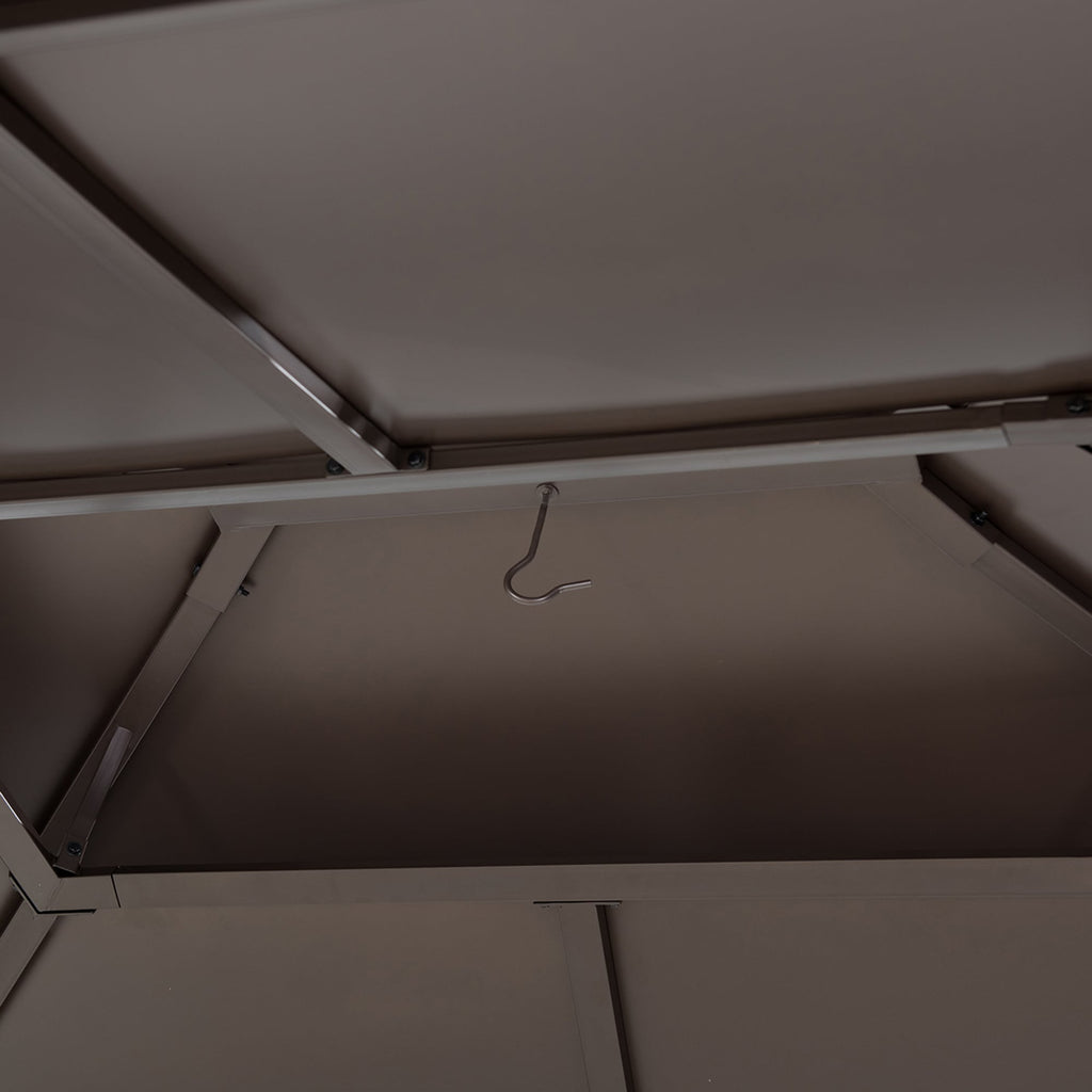 KALDI 366cm x 307cm Black and Brown Steel Gazebo with 2-tier Ventilated Hardtop