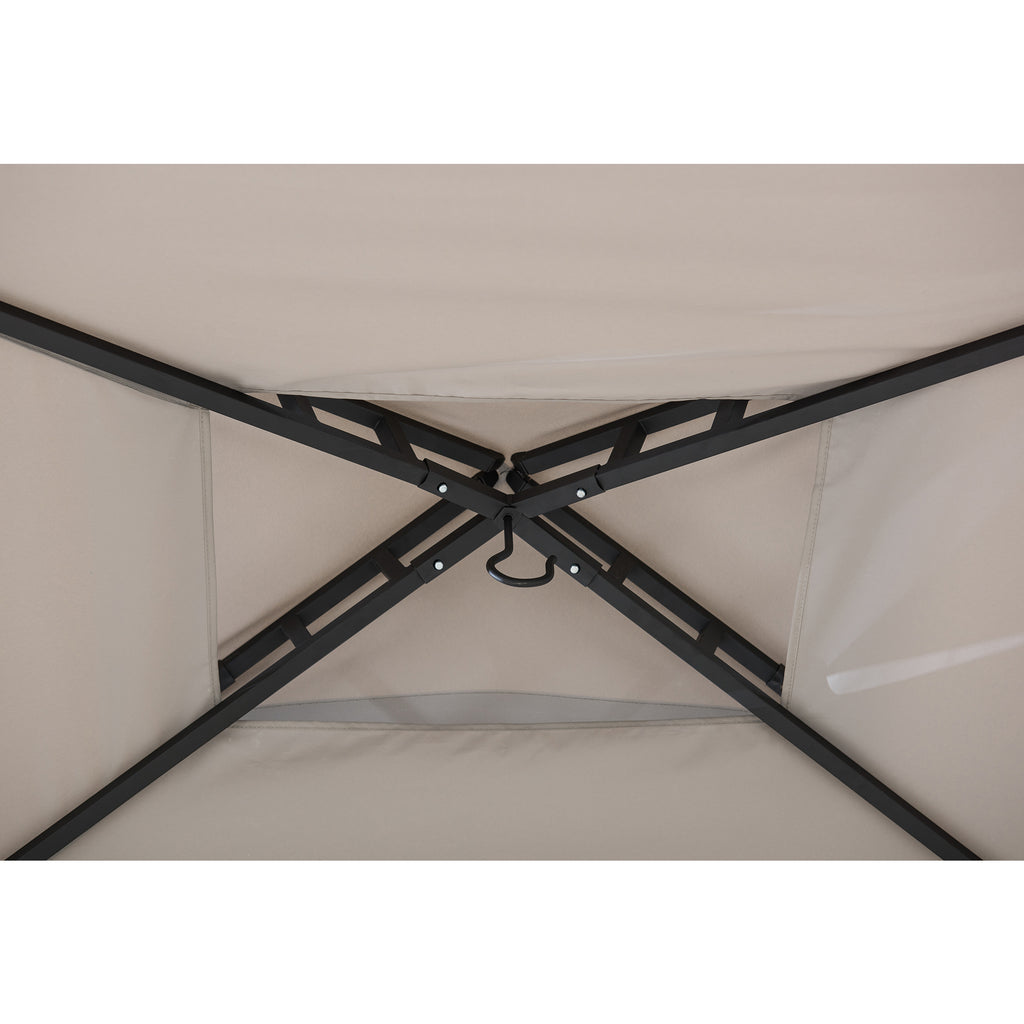 LINAS 152cm x 244cm Black Steel 2-tier Grill Gazebo - inside roof 