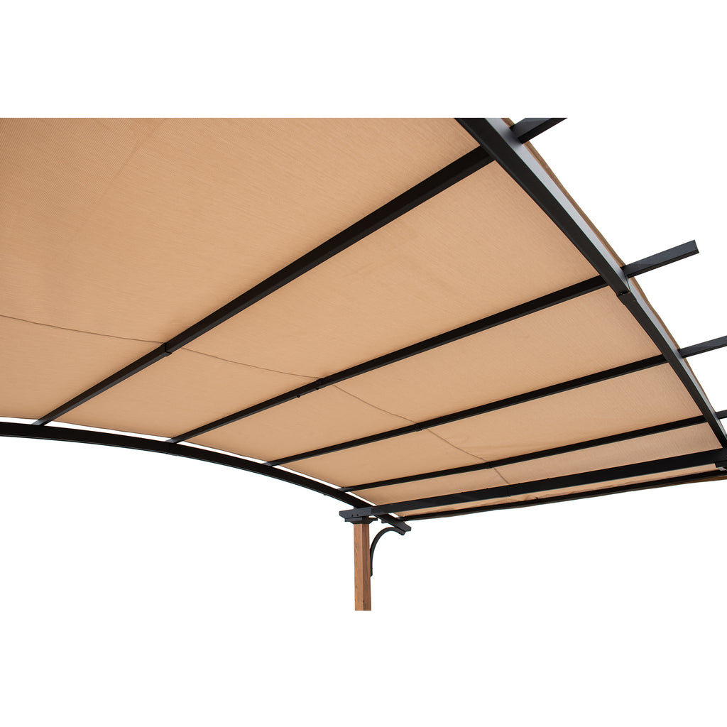 SKUTA 259cm x 406cm Steel Arched Canopy Pergola with Beige Fabric Soft Top - pergola cena