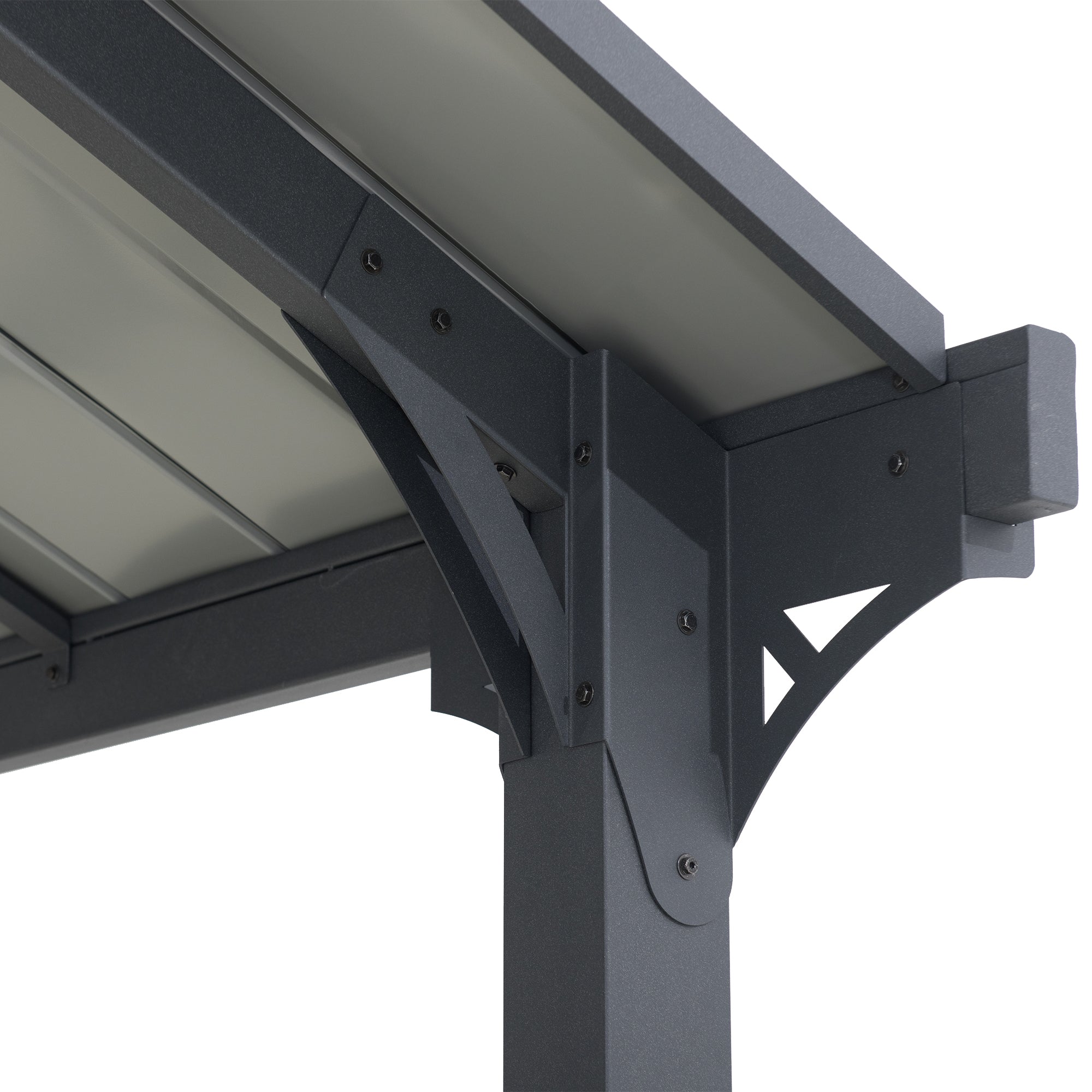 EIGER 367cm x 610cm Gray Steel Carport with Steel Hardtop - auto gazebo vs carport