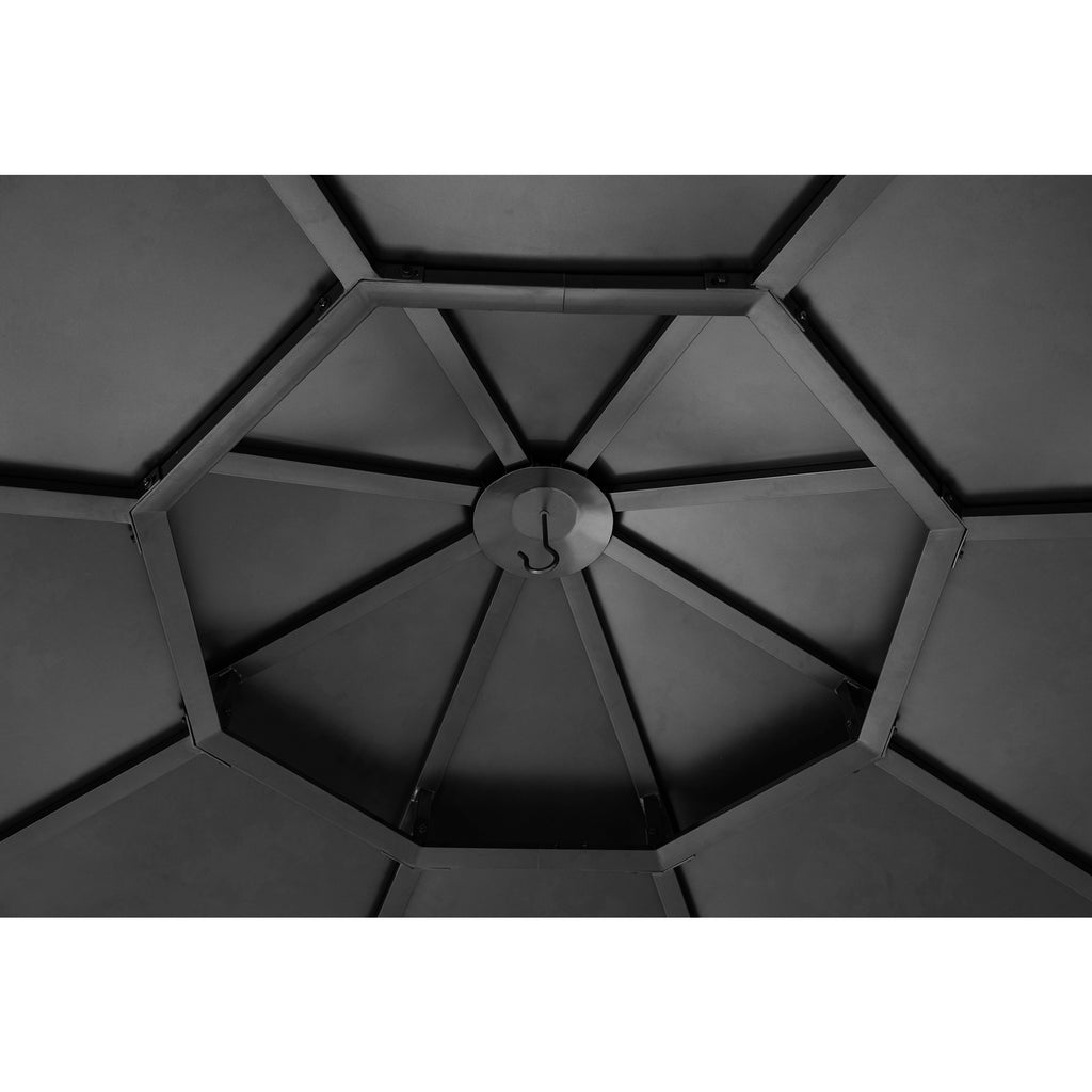 EGGI 395cm x 395cm Cedar Framed Octagon Gazebo with Anthracite Steel 2-tier Hardtop - inside roof