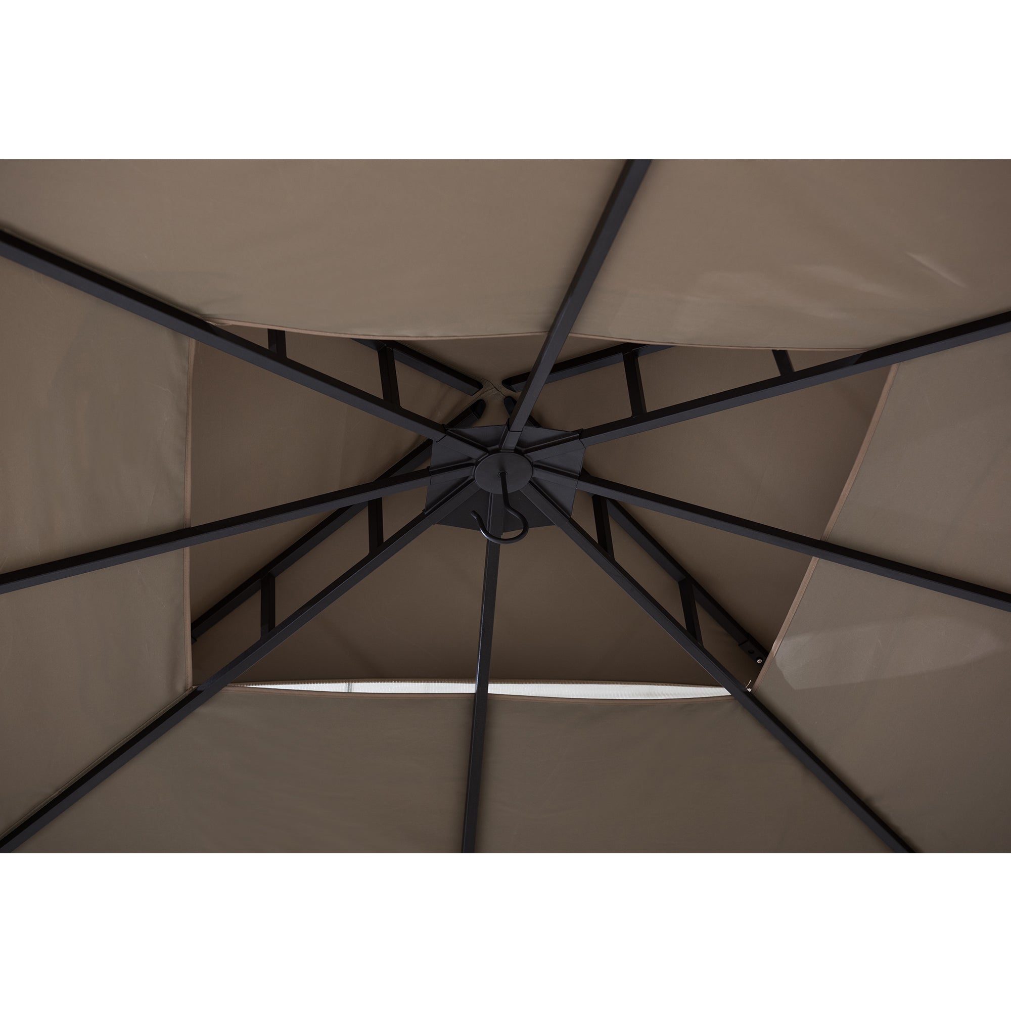 ANETO 305cm x 366cm Steel Canopy Gazebo with 2-tier Khaki Soft Top - inside roof