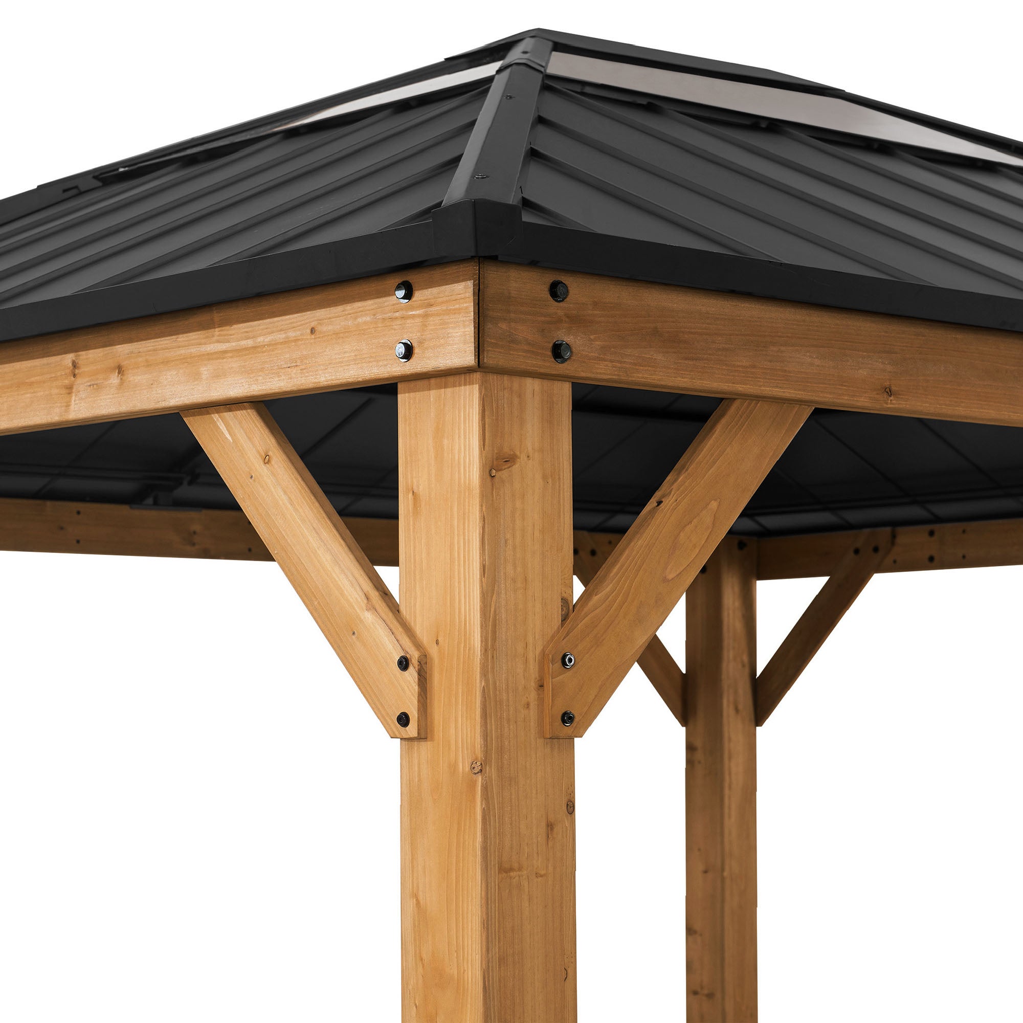 BRURI 395cm x 337cm Cedar Framed Gazebo - corner