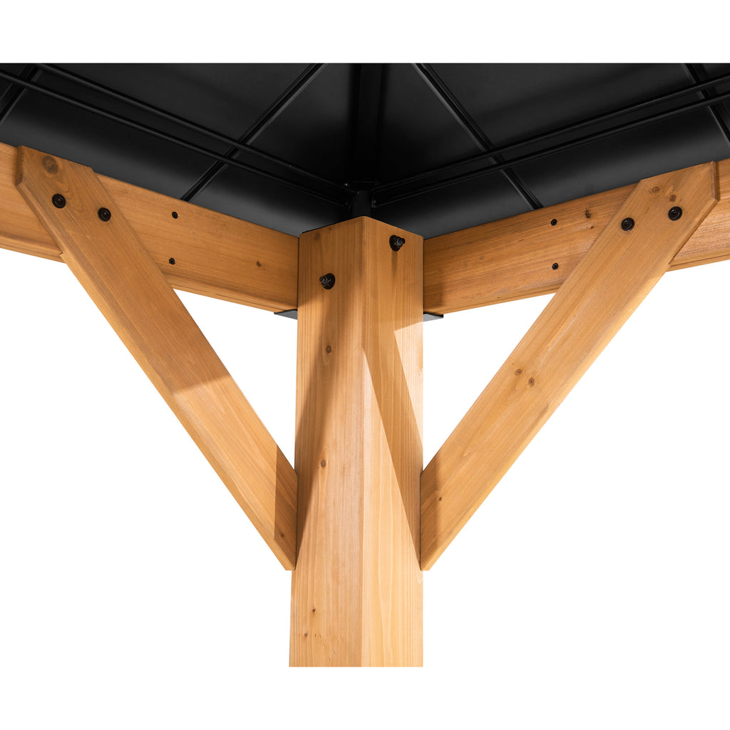 RAPI 273cm x 273cm Cedar Framed Gazebo with Gray Steel and Polycarbonate Hip Roof