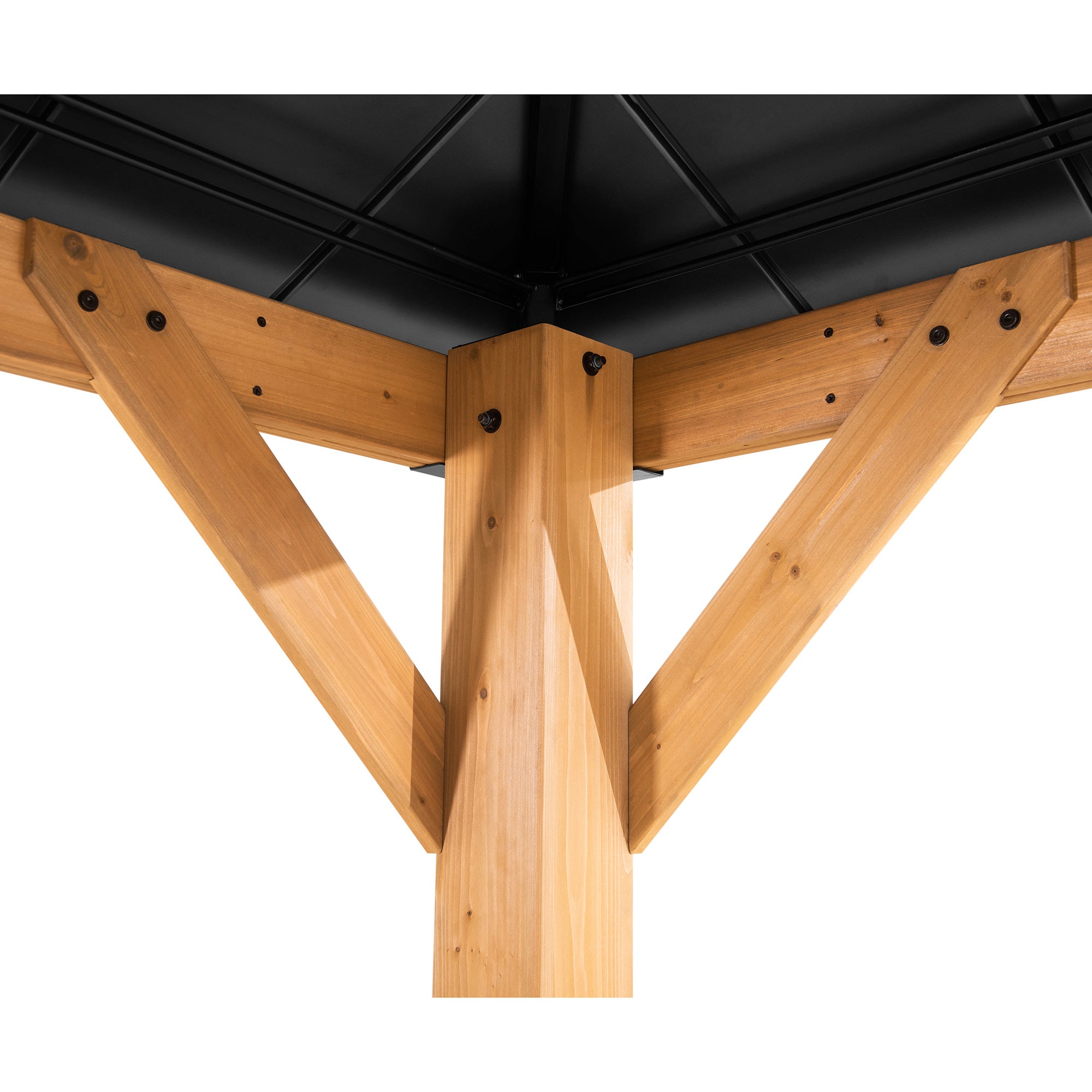 RAPI 273cm x 273cm Cedar Framed Gazebo with Gray Steel and Polycarbonate Hip Roof