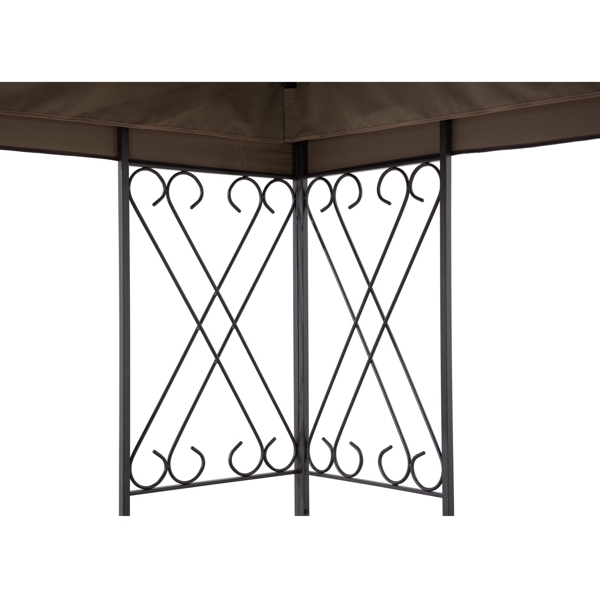 ANETO 305cm x 366cm Steel Canopy Gazebo with 2-tier Khaki Soft Top