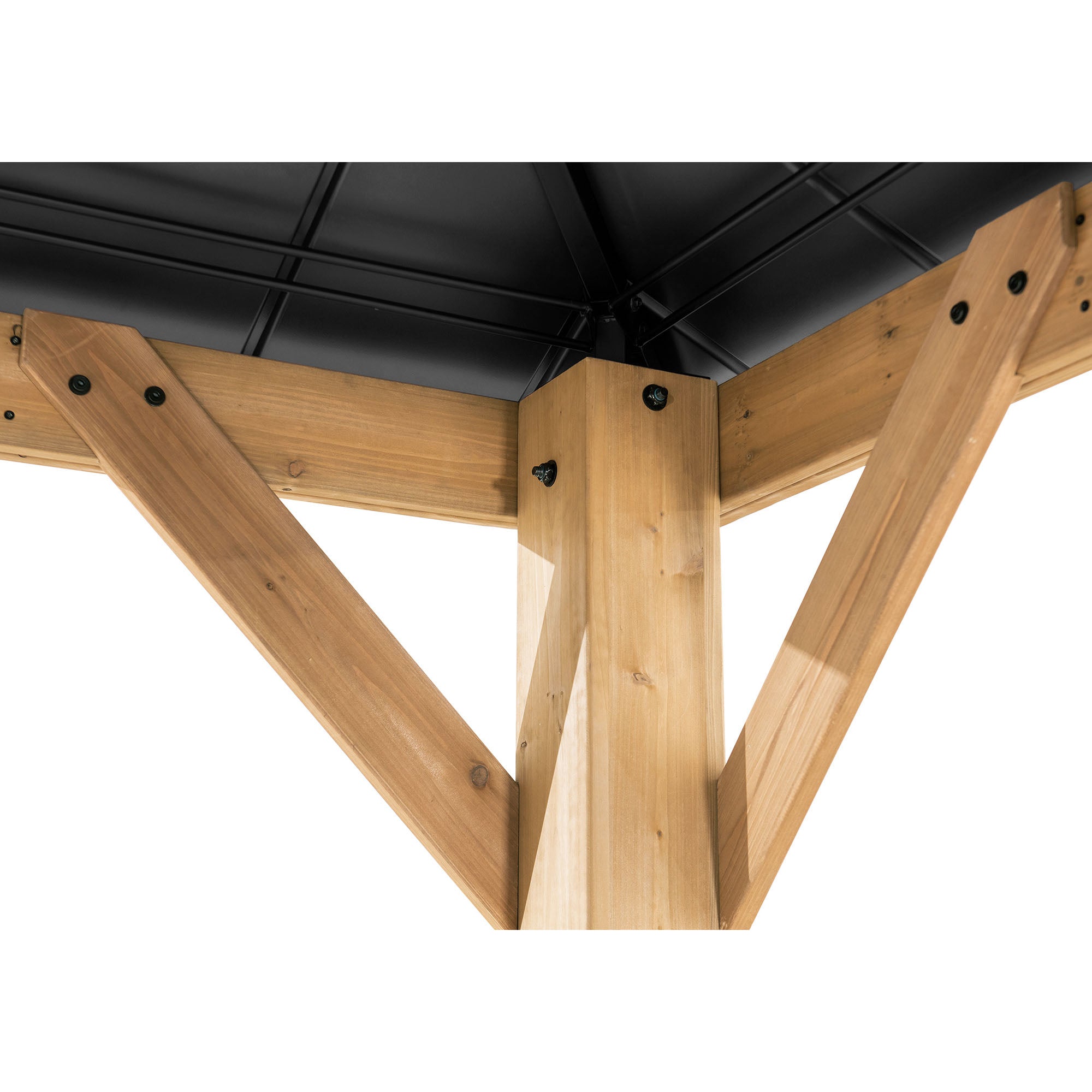 BRURI 395cm x 337cm Cedar Framed Gazebo - inside corner