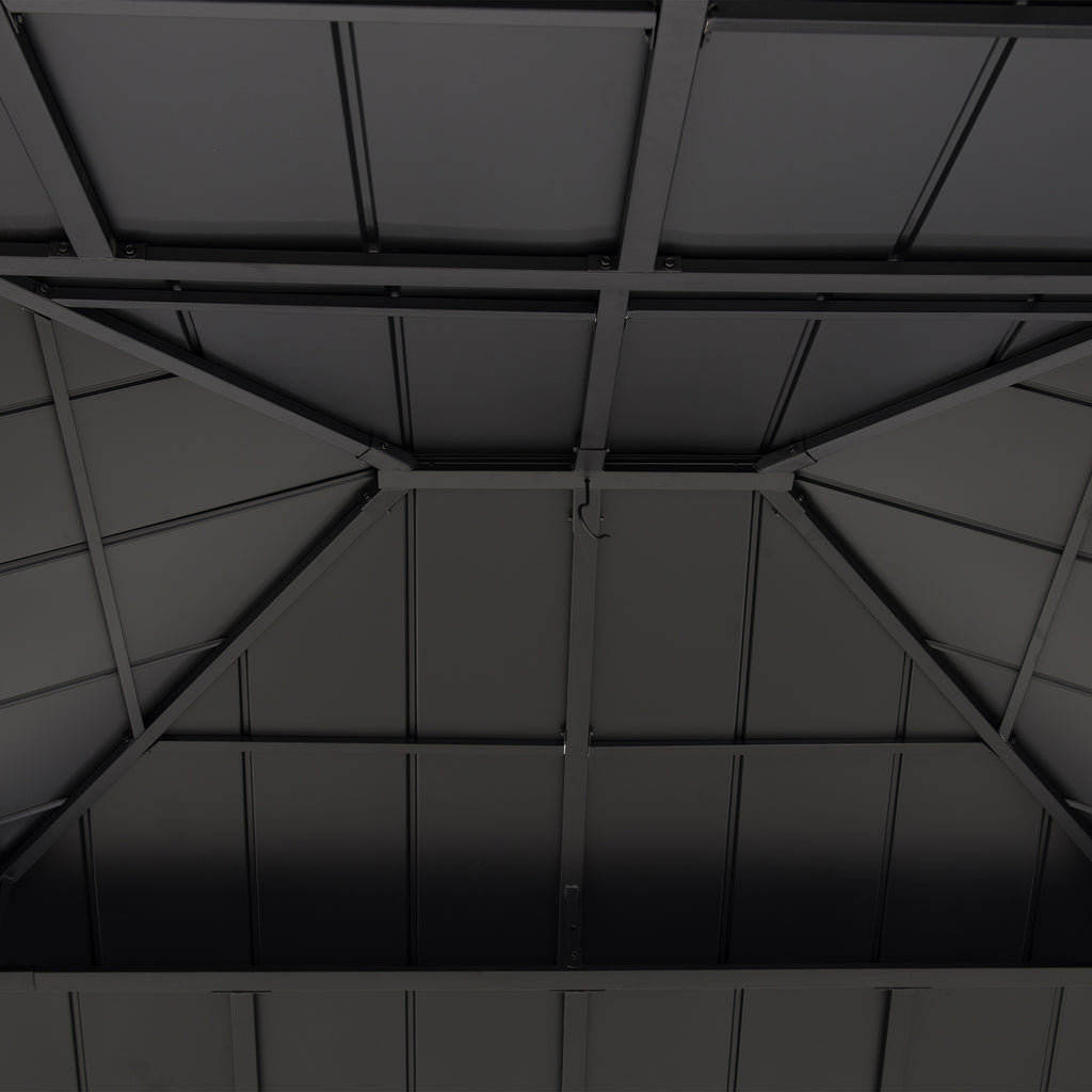 RYSY 450cm x 390cm Cedar Framed Gazebo with Anthracite Steel Hardtop - inside roof