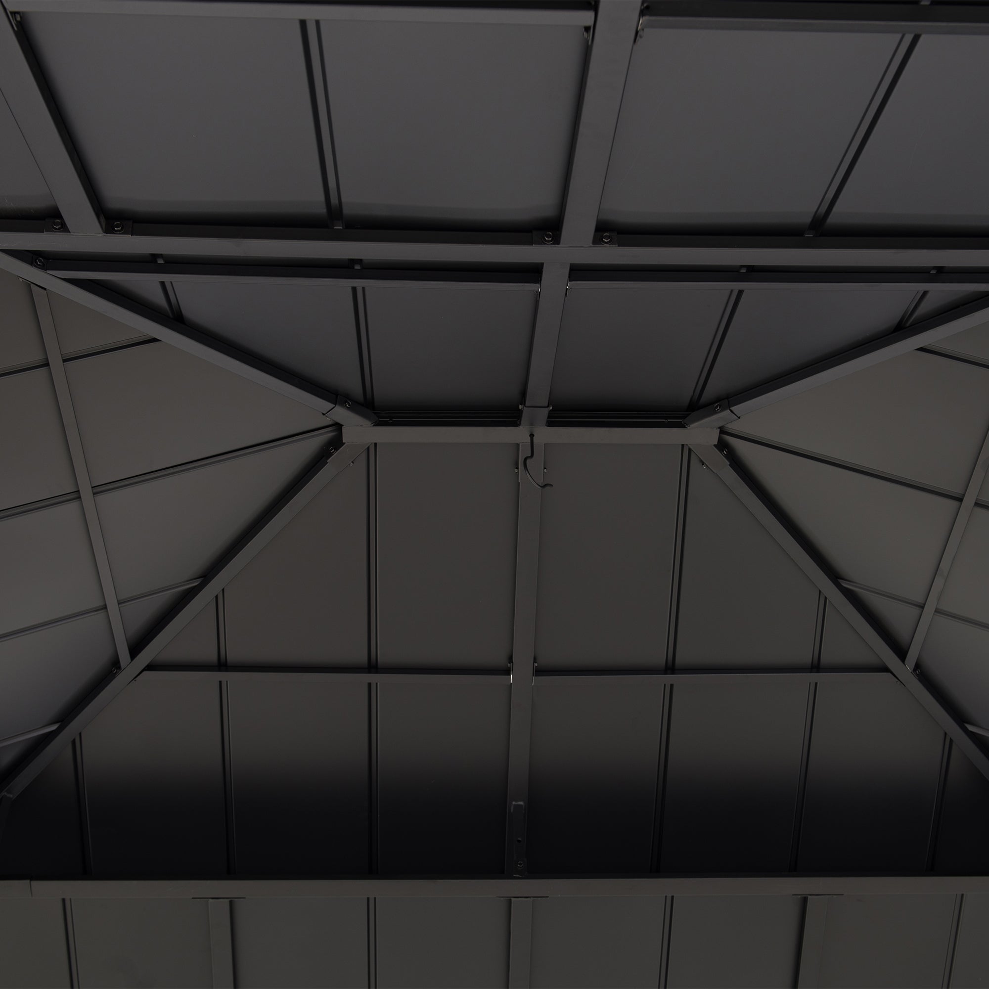 RYSY 450cm x 390cm Cedar Framed Gazebo with Anthracite Steel Hardtop - inside roof