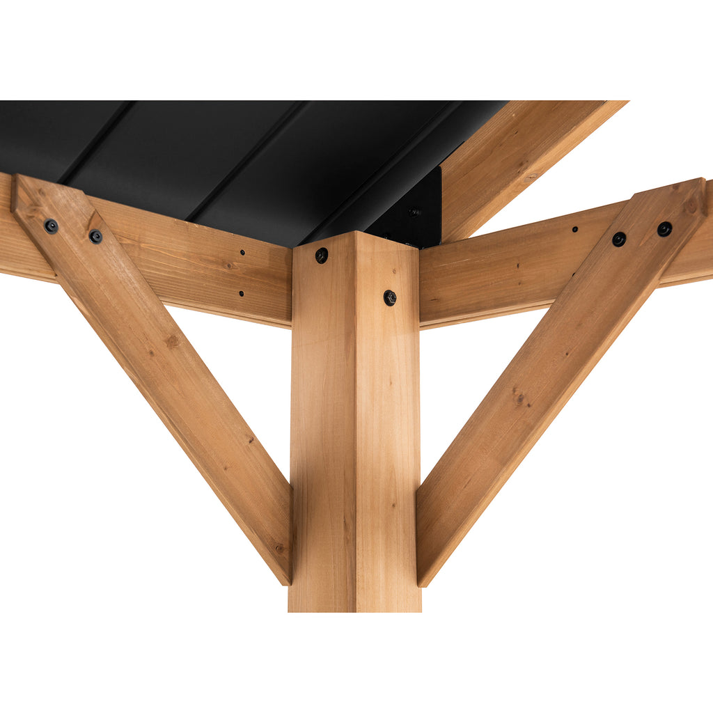 TÖDI 336cm x 400cm Cedar Framed Gazebo with Anthracite Steel Gable Hardtop