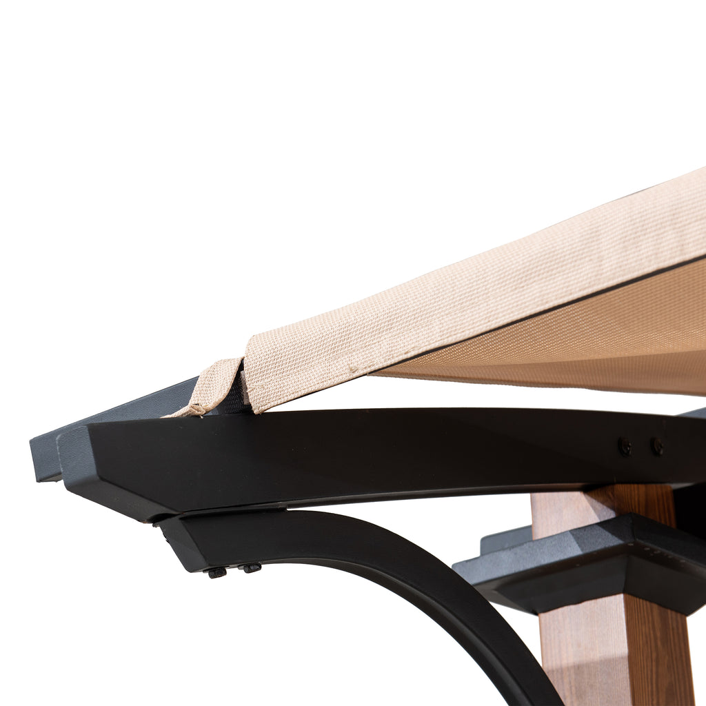 SKUTA 259cm x 406cm Steel Arched Canopy Pergola with Beige Fabric Soft Top - pergola fabric