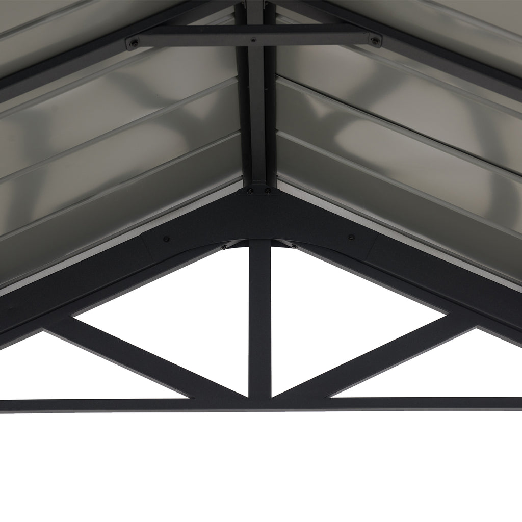 EIGER 367cm x 610cm Gray Steel Carport with Steel Hardtop - pergola vs carport