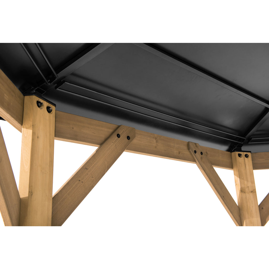 EGGI 395cm x 395cm Cedar Framed Octagon Gazebo with Anthracite Steel 2-tier Hardtop