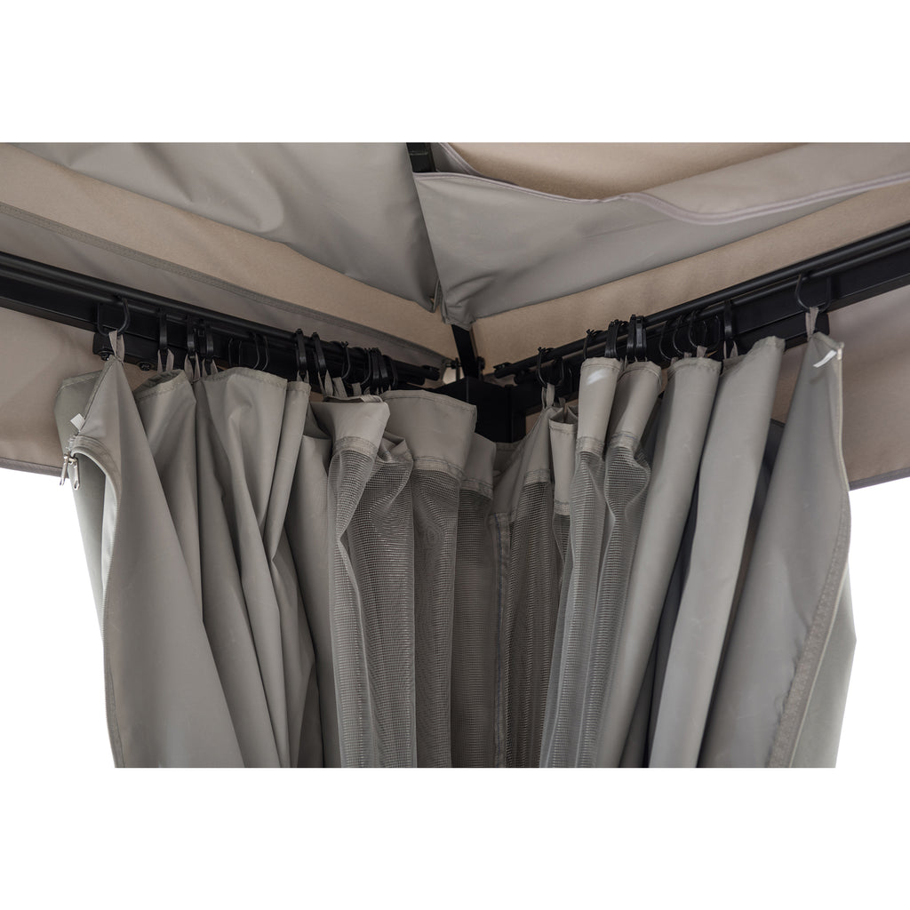 STOJ 396cm x 330cm Gray Steel Gazebo with 2-tier Hip Roof - inside corner