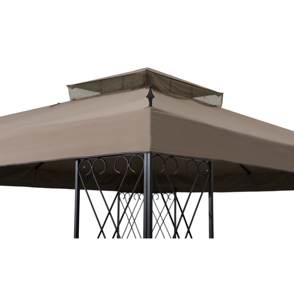 ANETO 305cm x 366cm Steel Canopy Gazebo with 2-tier Khaki Soft Top