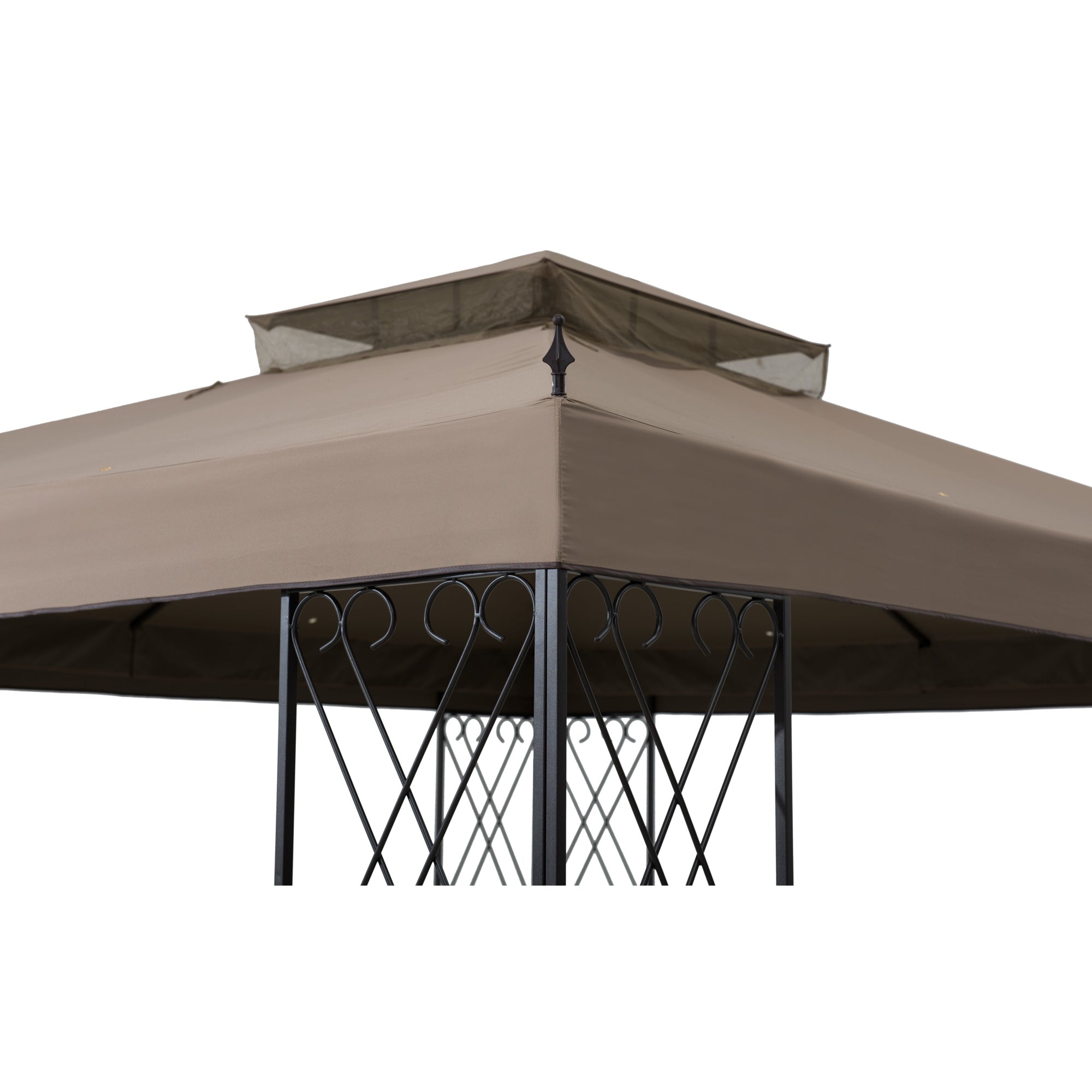 ANETO 305cm x 366cm Steel Canopy Gazebo with 2-tier Khaki Soft Top
