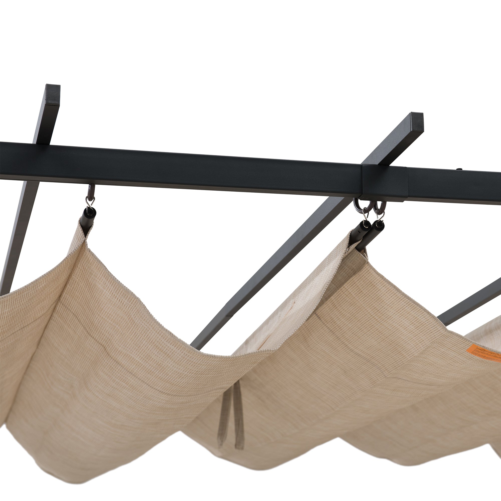GIONA 277cm x 363cm Steel Adjustable Canopy Pergola with Beige Fabric Soft Top - pergola with fabric roof