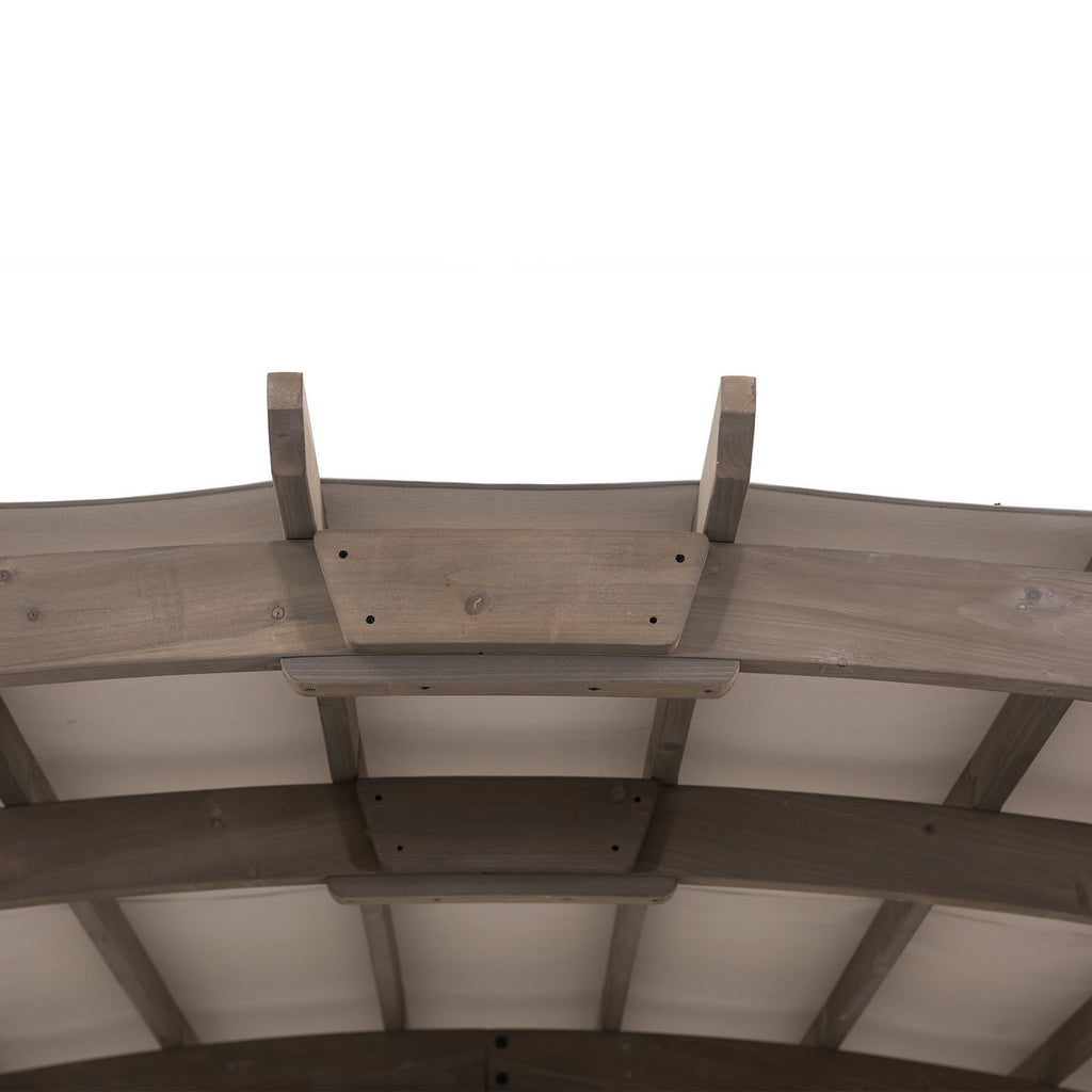 DAJTI 305cm x 427cm Cedar Wood Arched Pergola with Gray Fabric Soft Top - pergola copertina