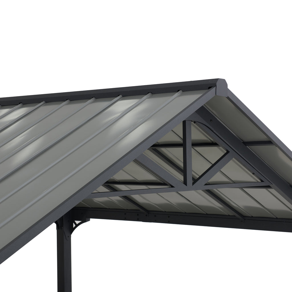EIGER 367cm x 610cm Gray Steel Carport with Steel Hardtop - rooftop