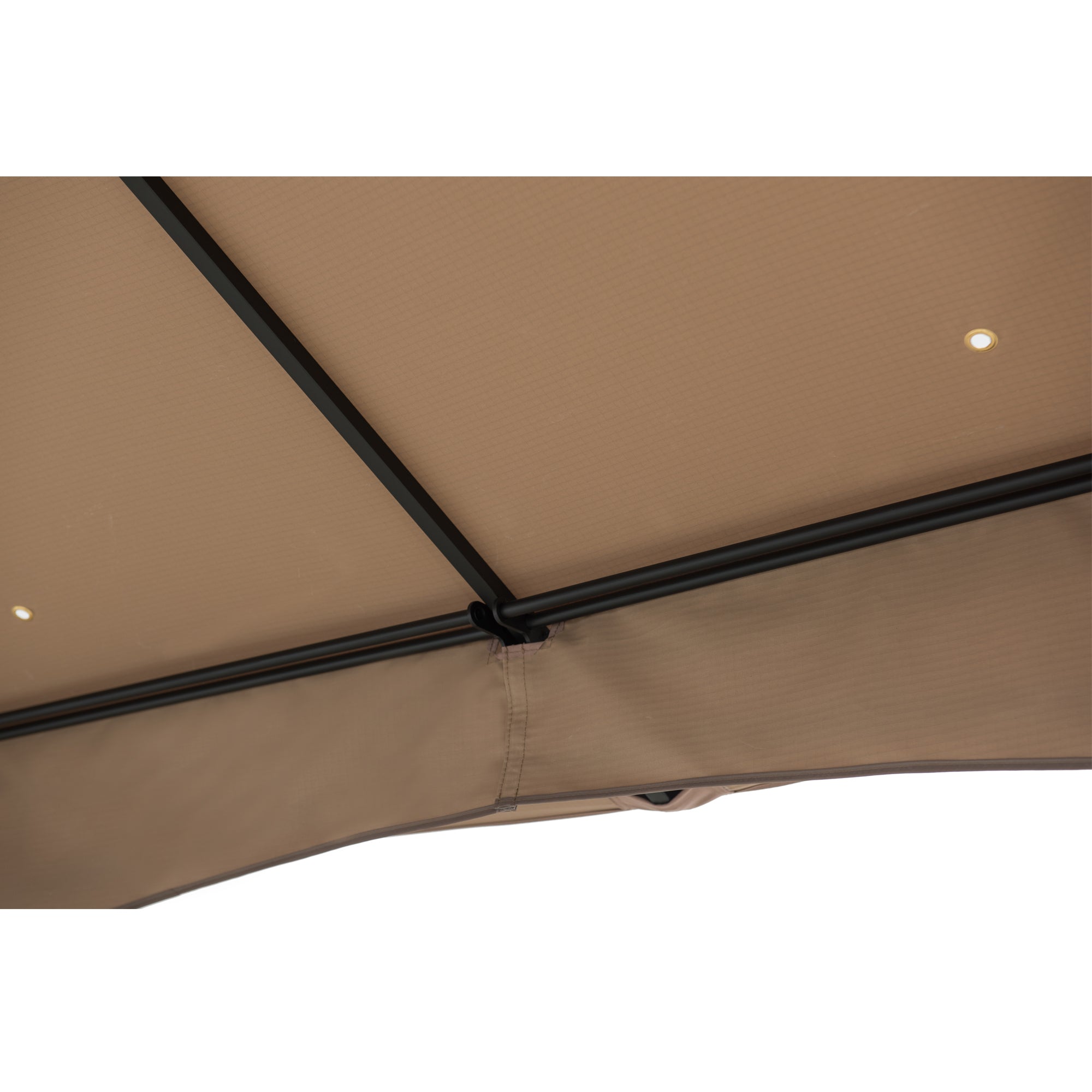 LAURO 340cm x 340cm Brown Fabric Steel Canopy with Ventilated 2-tier Top