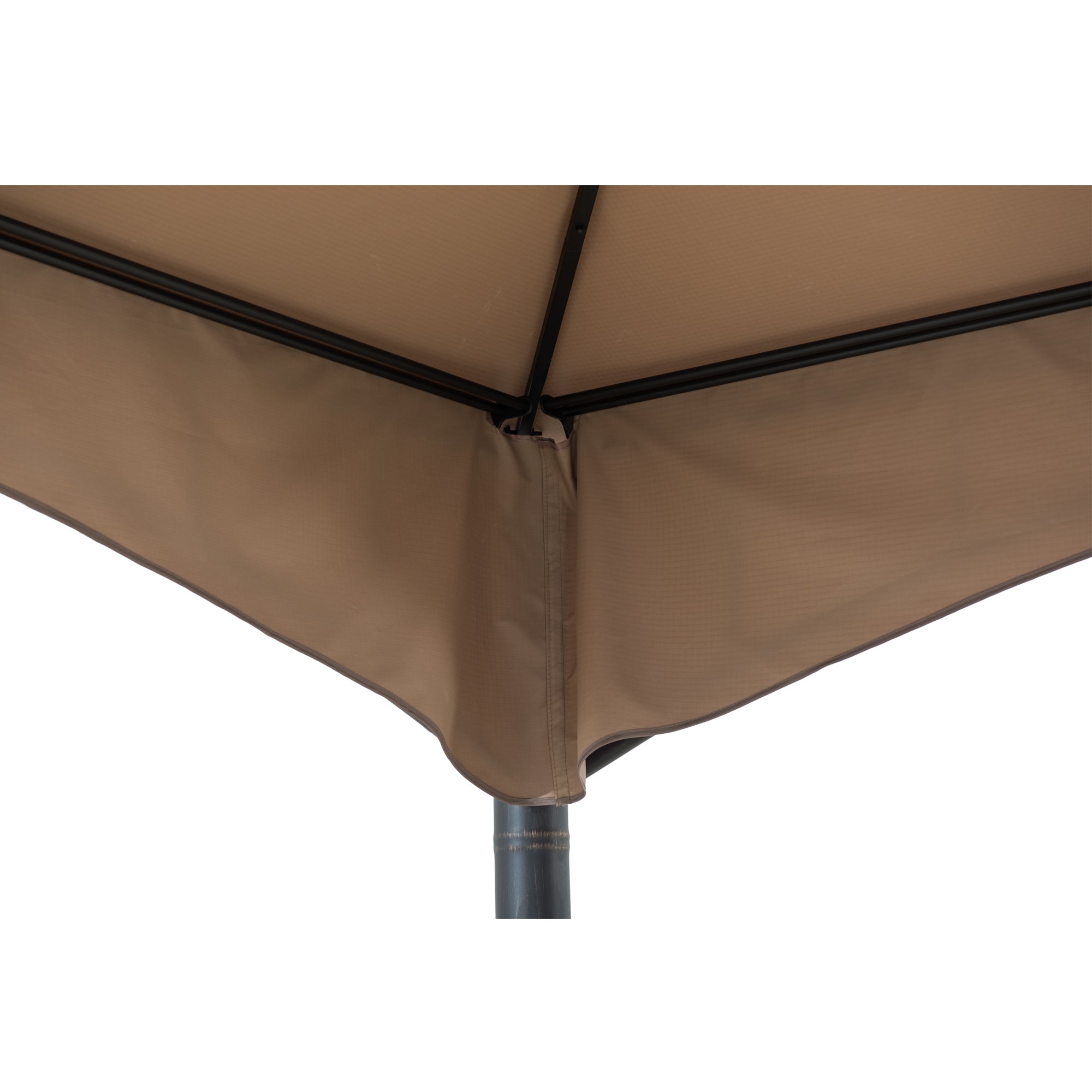 LAURO 340cm x 340cm Brown Fabric Steel Canopy with Ventilated 2-tier Top