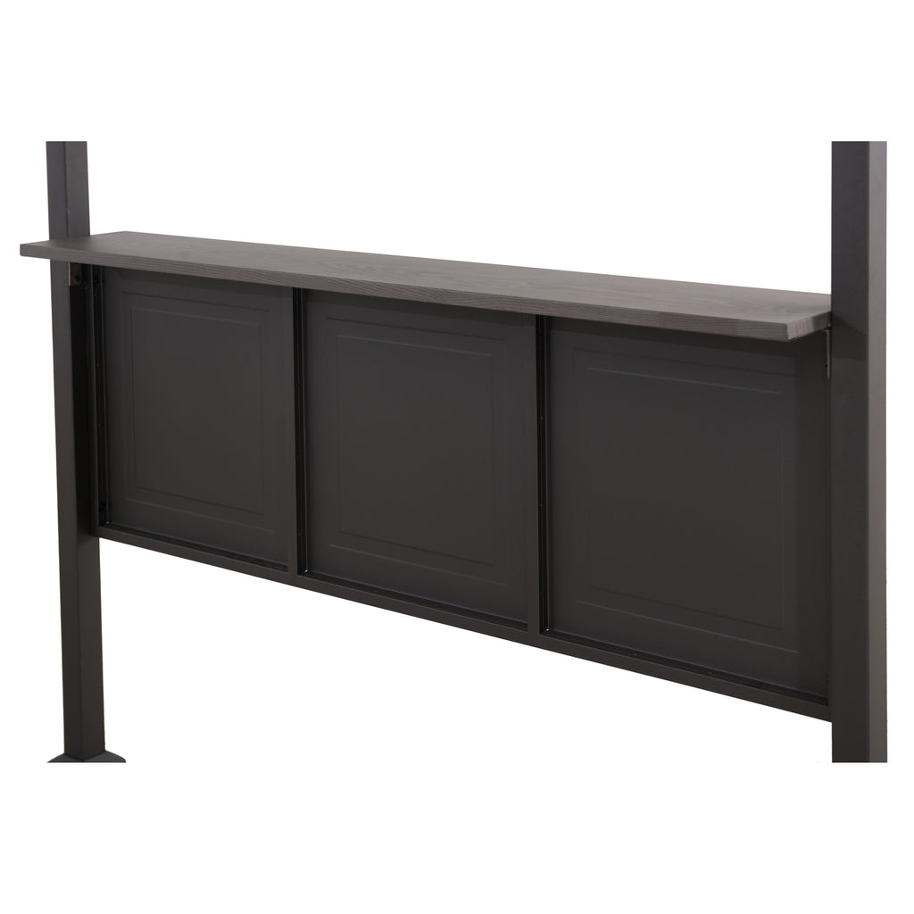 ASPE 152cm x 244cm Black Steel Grill Gazebo with 2-tier Hard Top