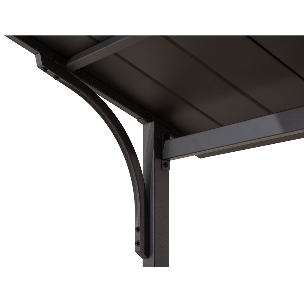 ASPE 152cm x 244cm Black Steel Grill Gazebo with 2-tier Hard Top